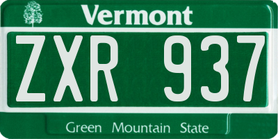 VT license plate ZXR937