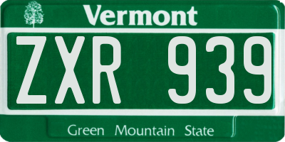 VT license plate ZXR939