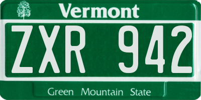 VT license plate ZXR942