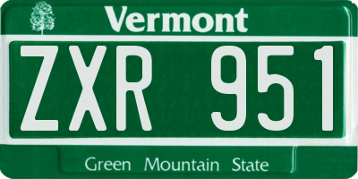VT license plate ZXR951