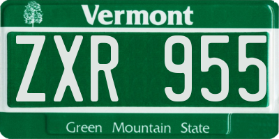 VT license plate ZXR955