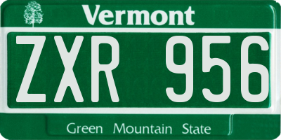 VT license plate ZXR956