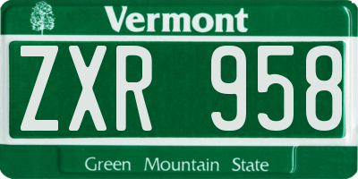 VT license plate ZXR958