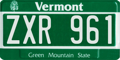 VT license plate ZXR961