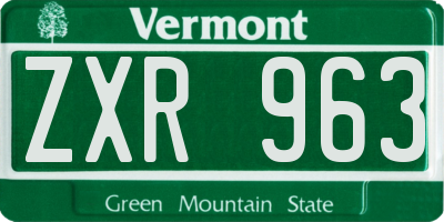 VT license plate ZXR963