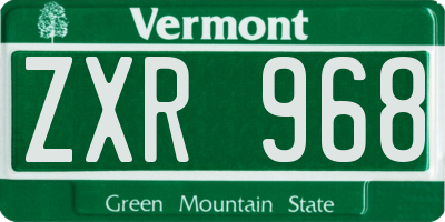 VT license plate ZXR968