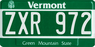 VT license plate ZXR972