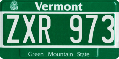 VT license plate ZXR973