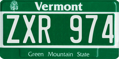 VT license plate ZXR974
