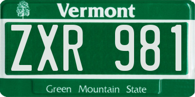 VT license plate ZXR981