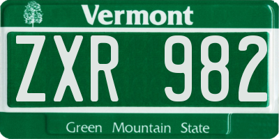 VT license plate ZXR982