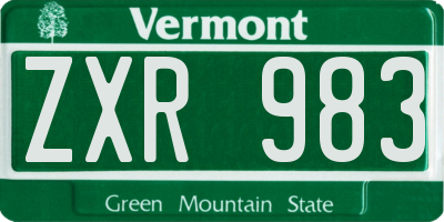 VT license plate ZXR983
