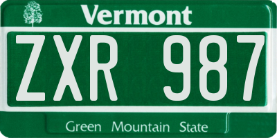 VT license plate ZXR987
