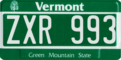 VT license plate ZXR993