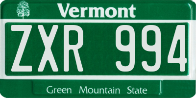 VT license plate ZXR994