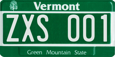 VT license plate ZXS001