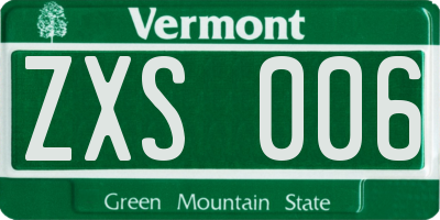 VT license plate ZXS006