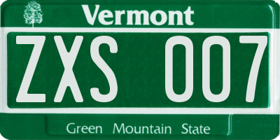 VT license plate ZXS007