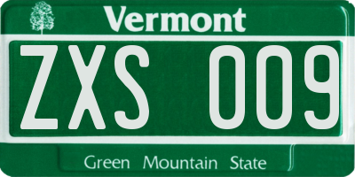 VT license plate ZXS009