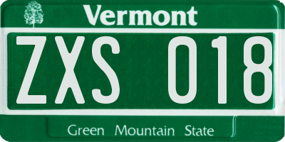 VT license plate ZXS018