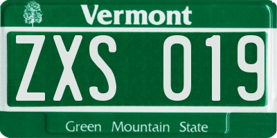 VT license plate ZXS019