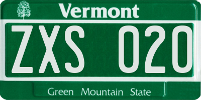 VT license plate ZXS020