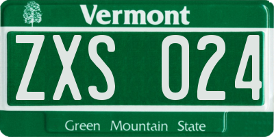 VT license plate ZXS024