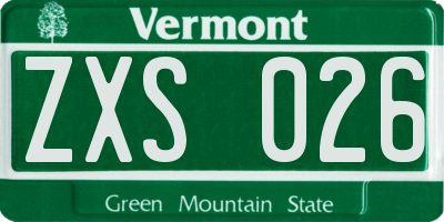 VT license plate ZXS026