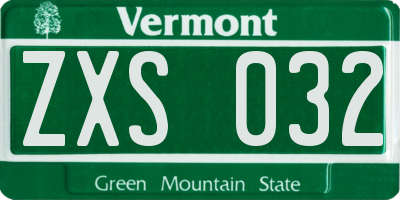 VT license plate ZXS032