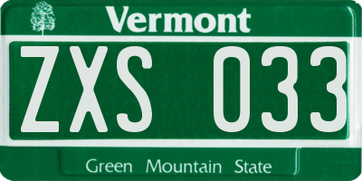 VT license plate ZXS033
