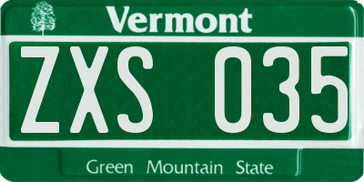 VT license plate ZXS035
