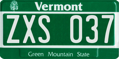 VT license plate ZXS037