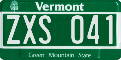 VT license plate ZXS041
