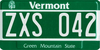 VT license plate ZXS042