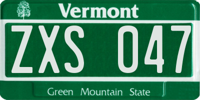 VT license plate ZXS047