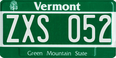 VT license plate ZXS052