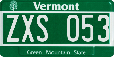 VT license plate ZXS053