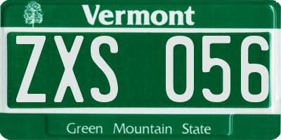 VT license plate ZXS056