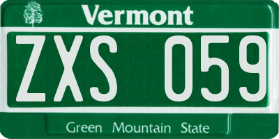 VT license plate ZXS059