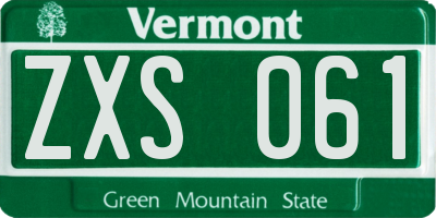 VT license plate ZXS061