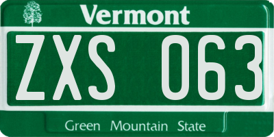VT license plate ZXS063