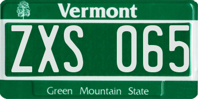 VT license plate ZXS065