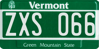 VT license plate ZXS066