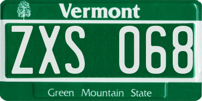 VT license plate ZXS068