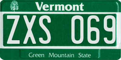 VT license plate ZXS069