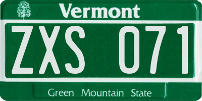 VT license plate ZXS071