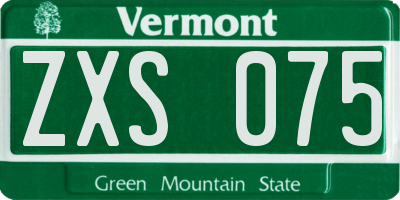 VT license plate ZXS075