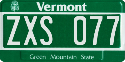 VT license plate ZXS077