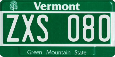 VT license plate ZXS080