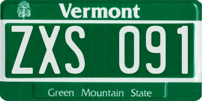 VT license plate ZXS091